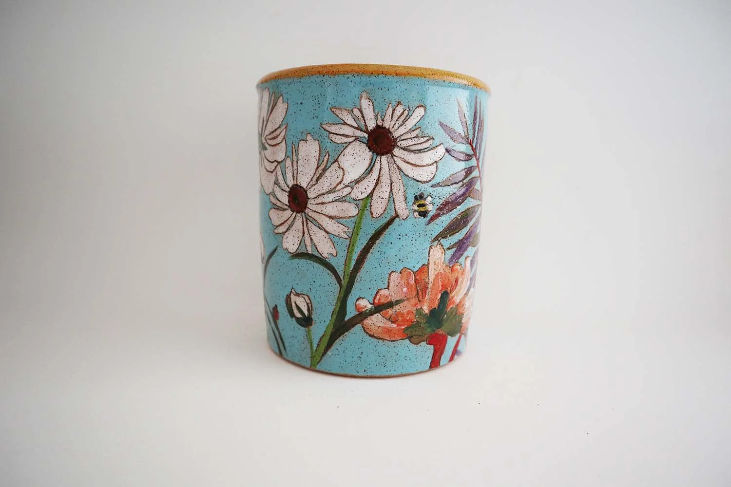 Spring Flower Utensil Holder (tiffany blue)