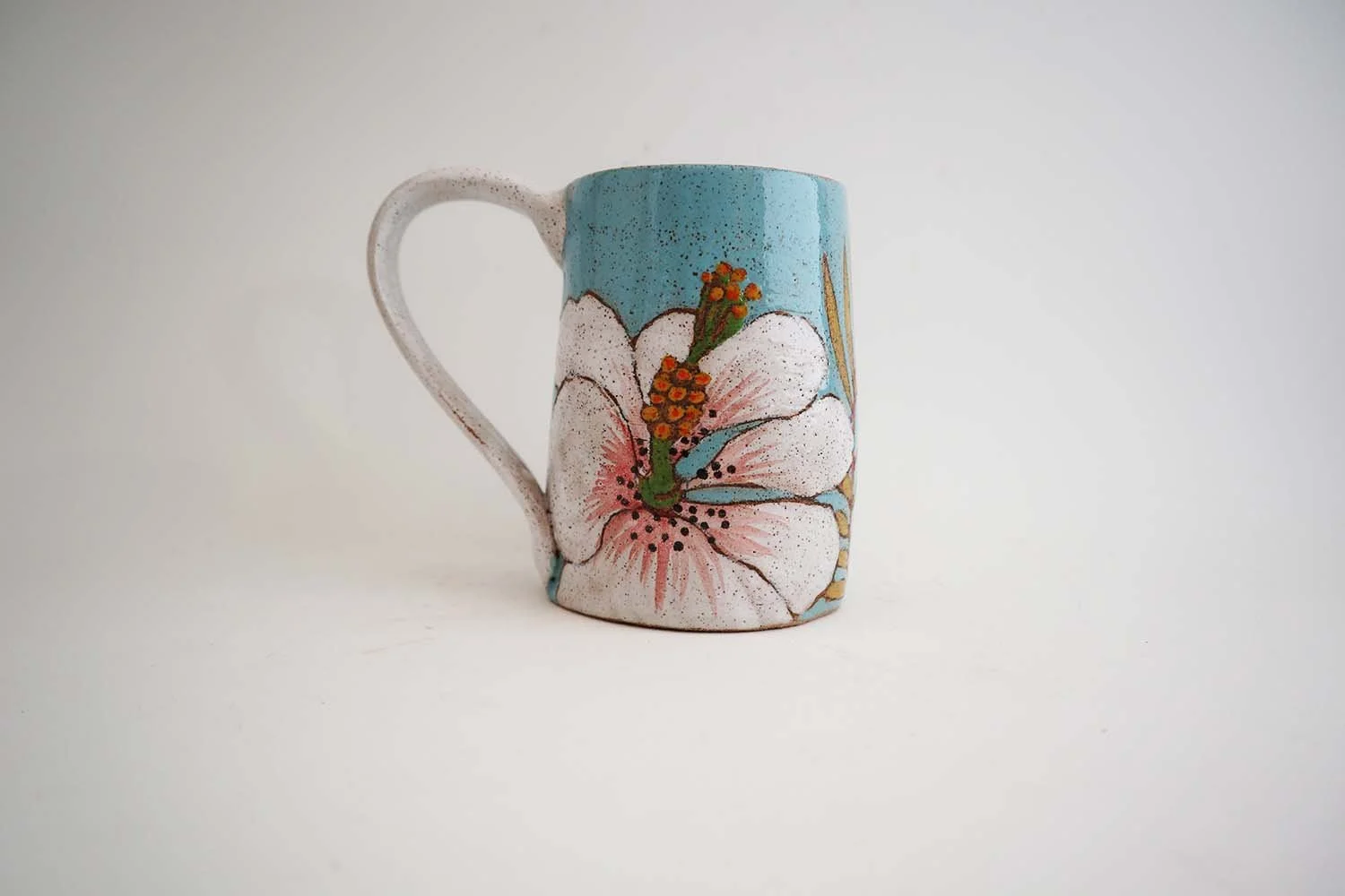 Flowers and Pigment Mug (blue/white handle)