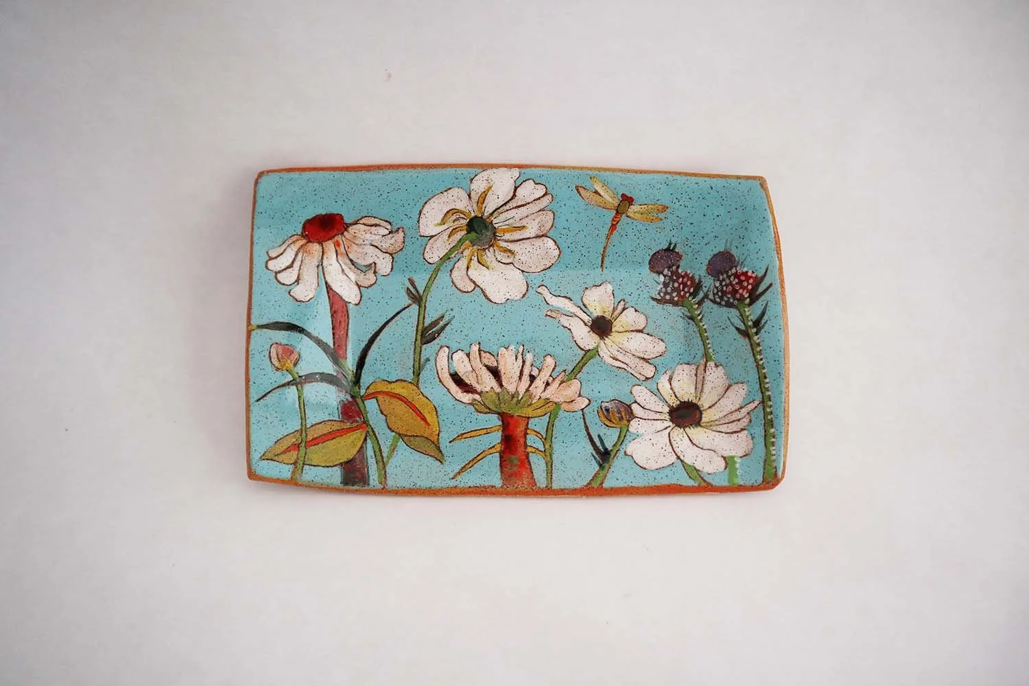 Spring Flower Small Rectangle Tray (tiffany blue)
