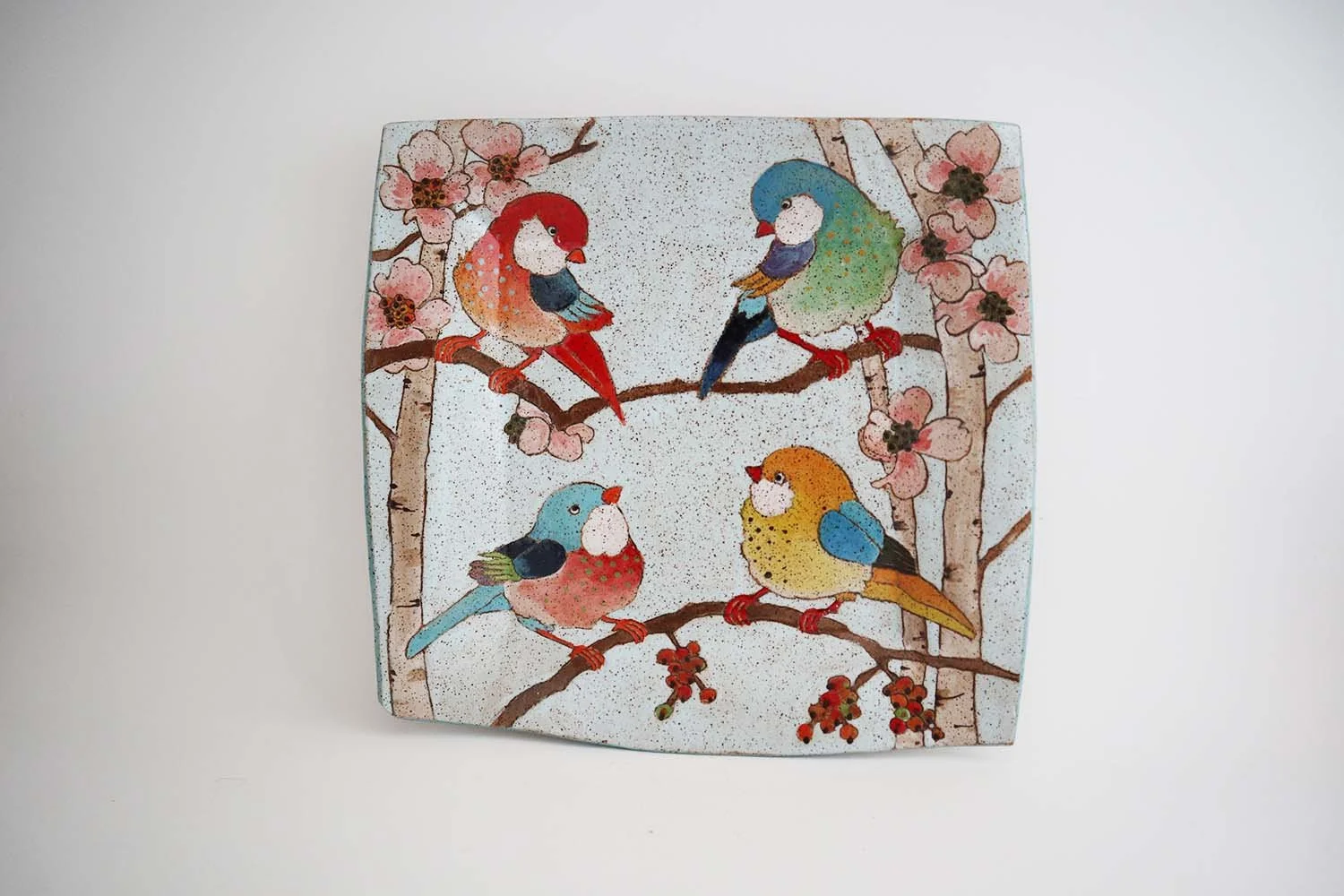 Flowers, Birds, and Berries Square Platter