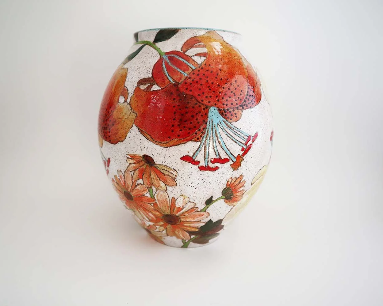 Flowers and Pigment Vase (white)