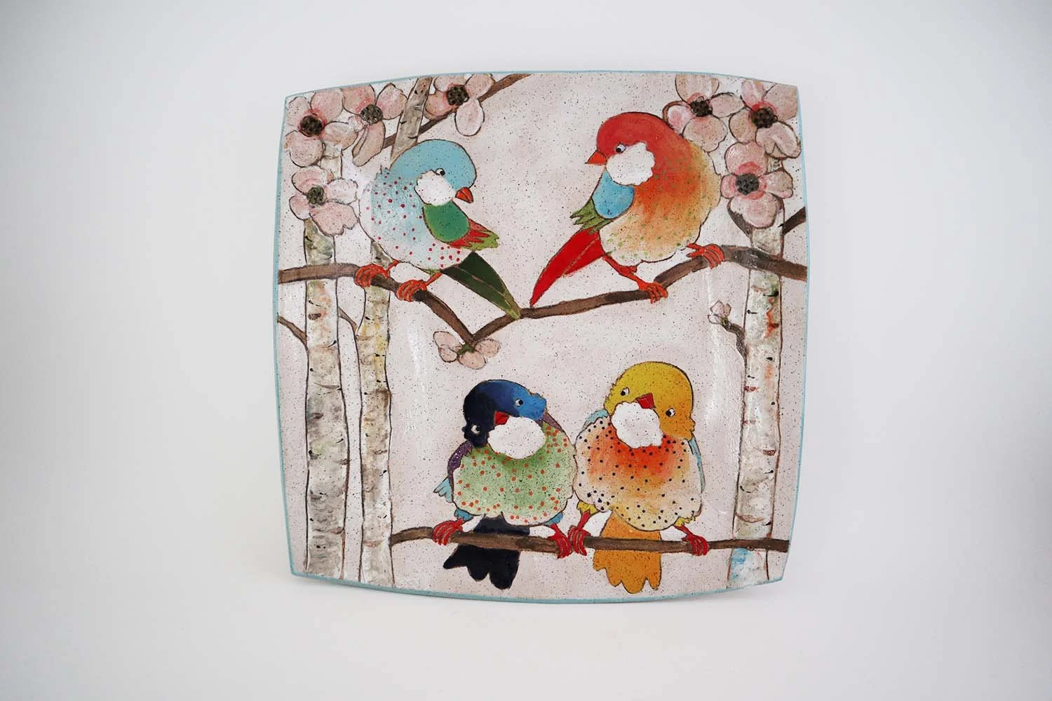 Flowers, Birds, & Berries Large Square Platter - Made to Order