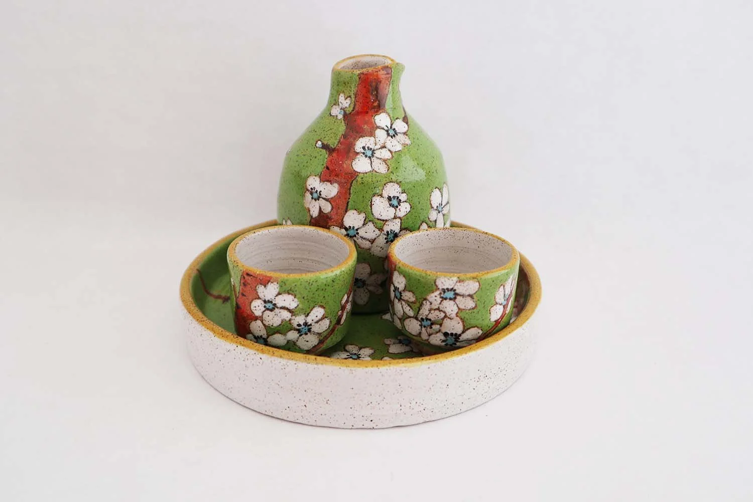 Cherry Blossum Sake Set (green)