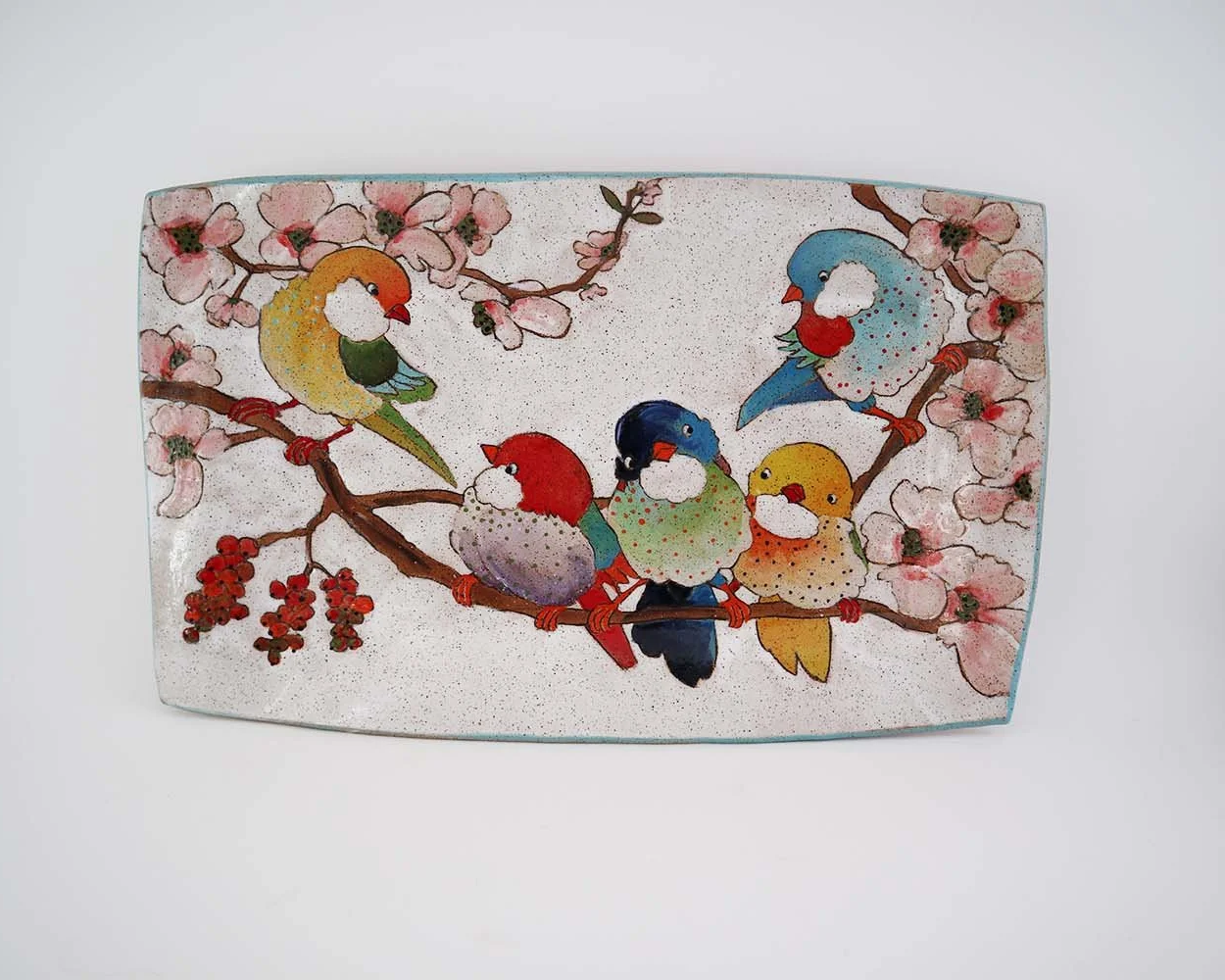 Flowers, Birds, &amp; Berries Large Rectangle Tray - Made to Order