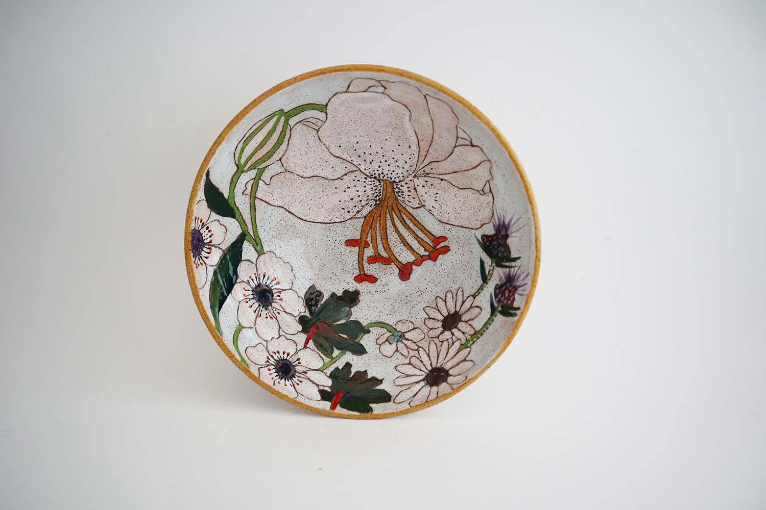 Spring Flower Small Serving Bowl (light blue)