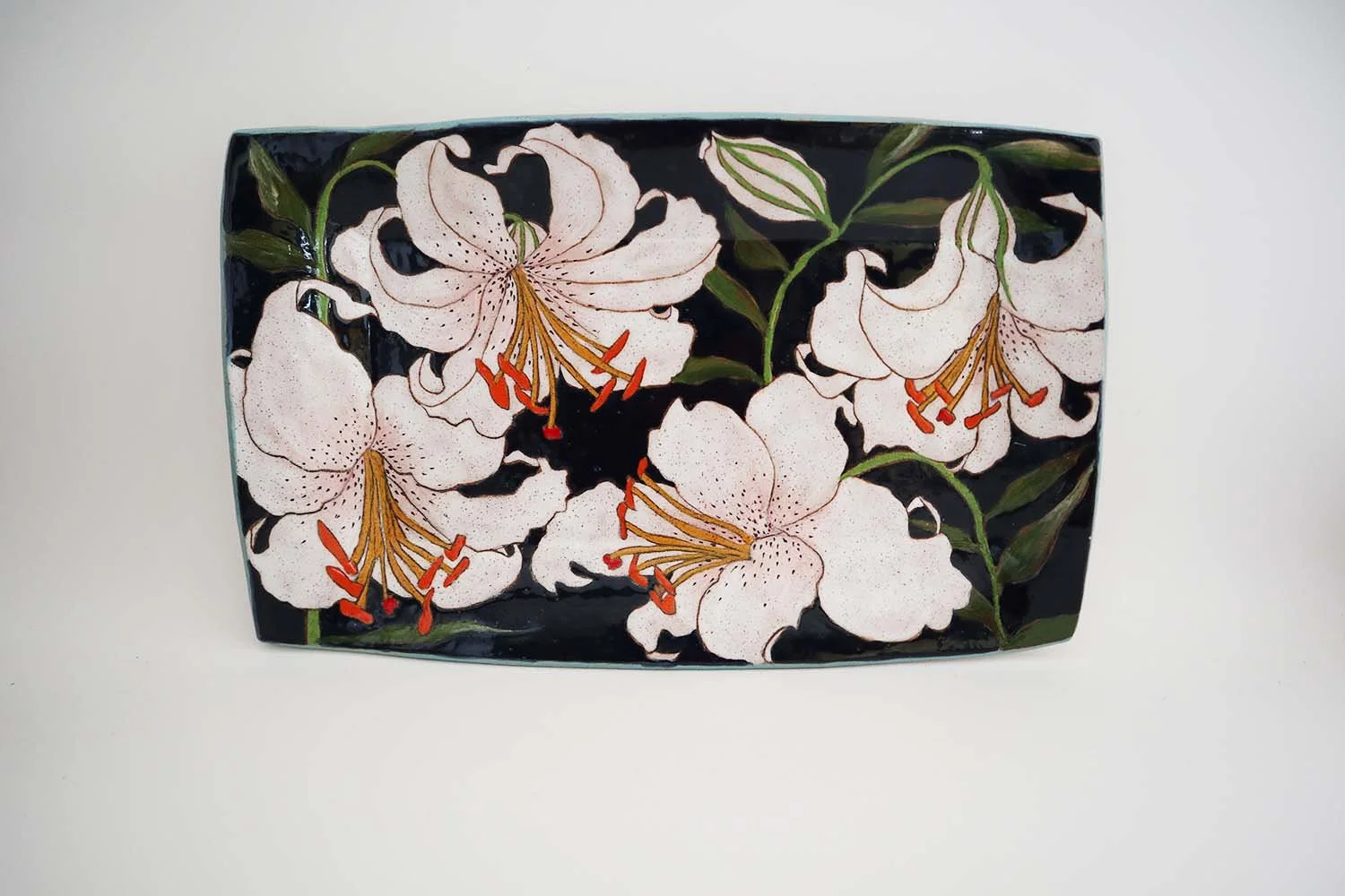 Blue Lily Large Rectangle Tray