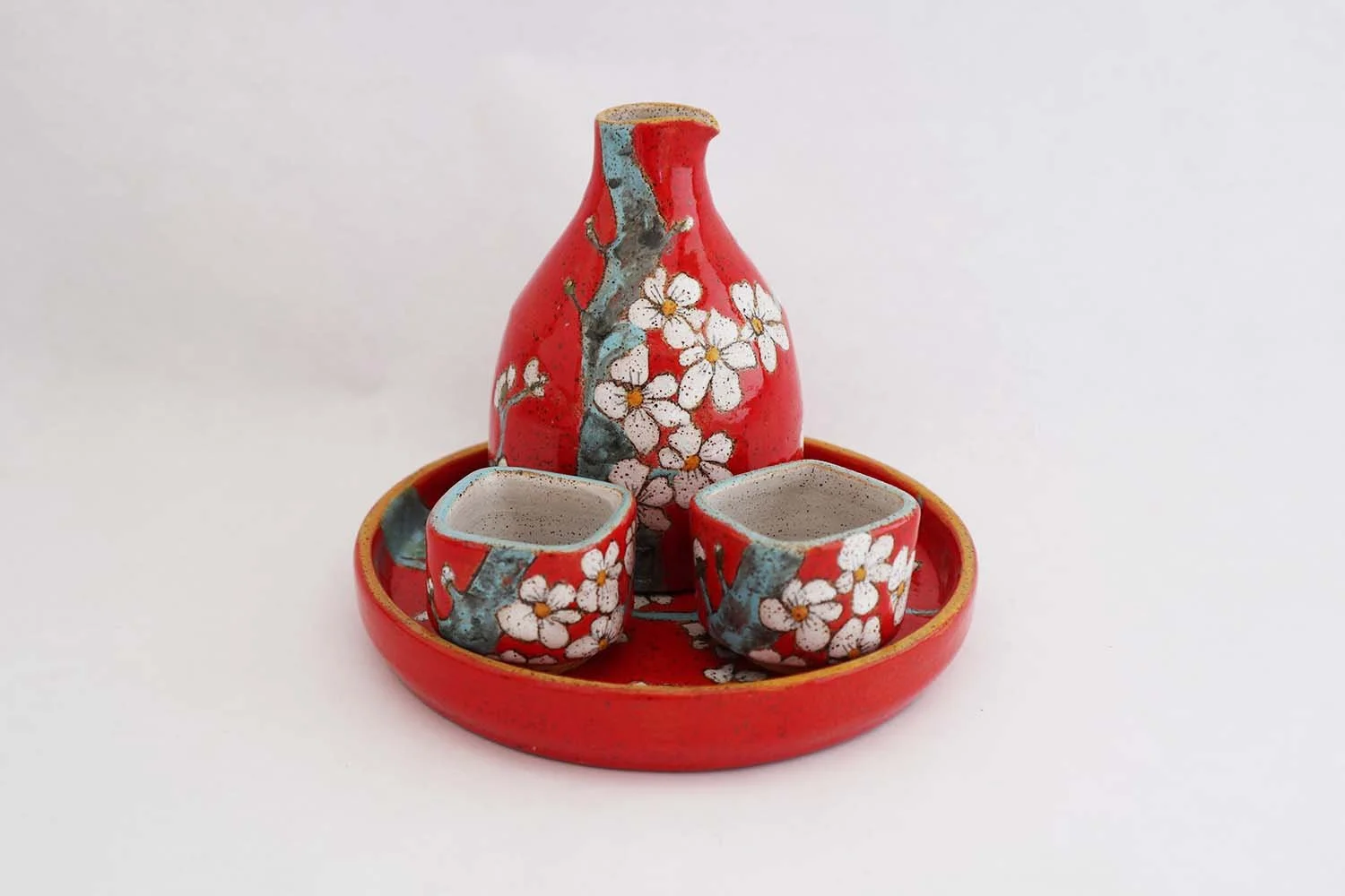 Cherry Blossum Sake Set (red)