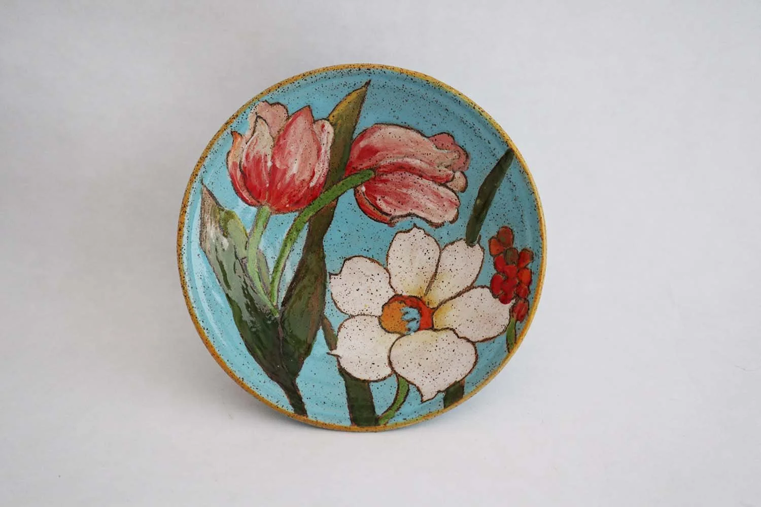 Flowers and Pigment Condiment Bowl (tiffany blue)