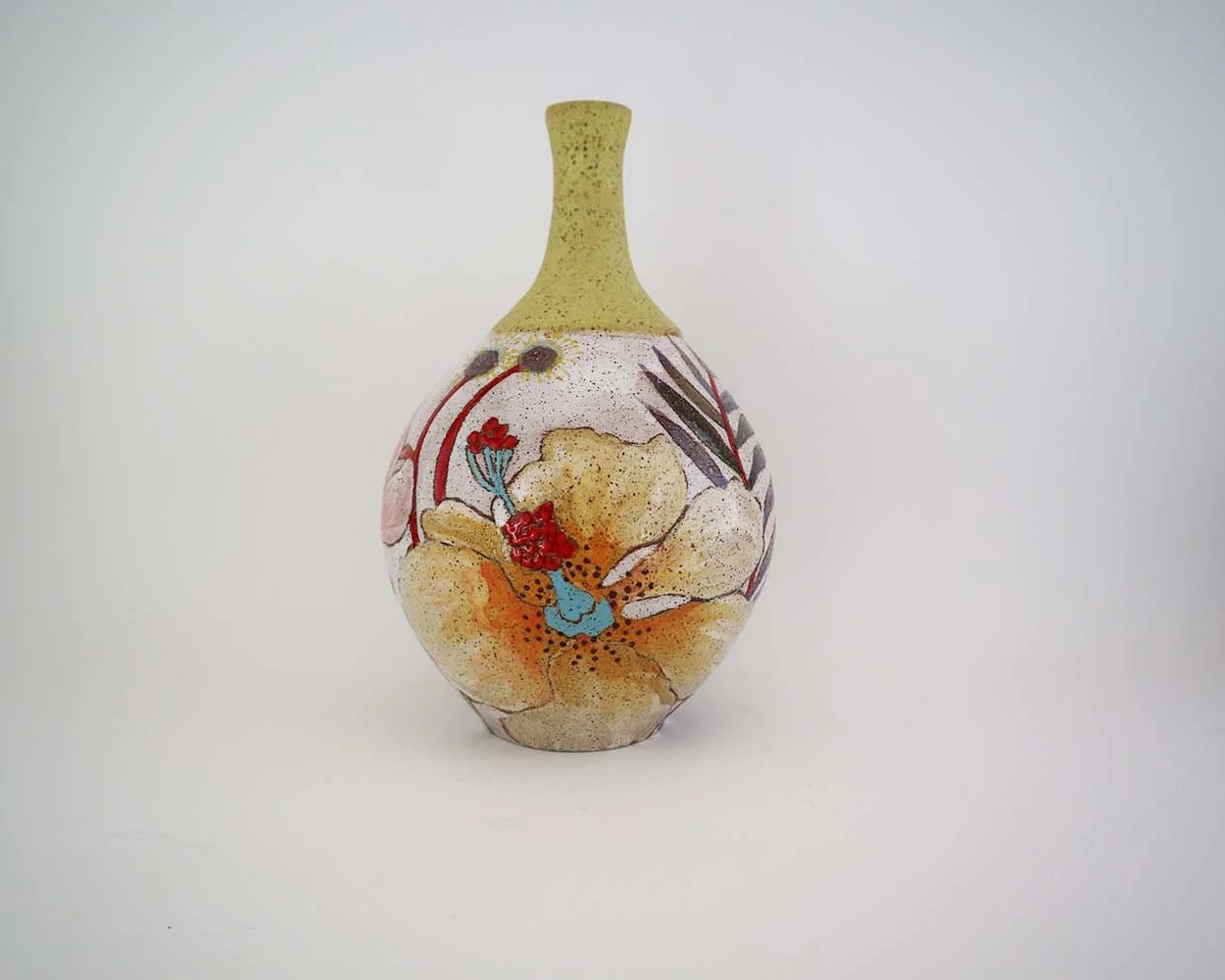 Flower and Pigment Round Vase
