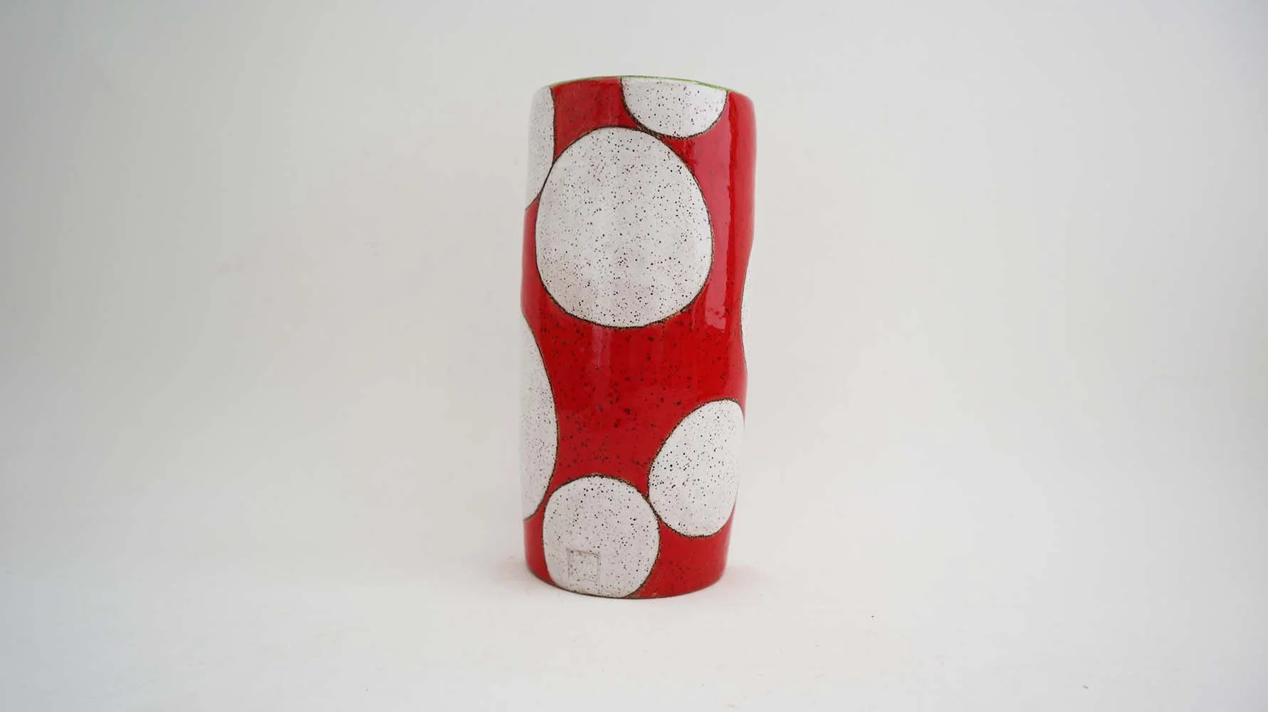 Dots Small Cylinder Vase (red) - Made to Order