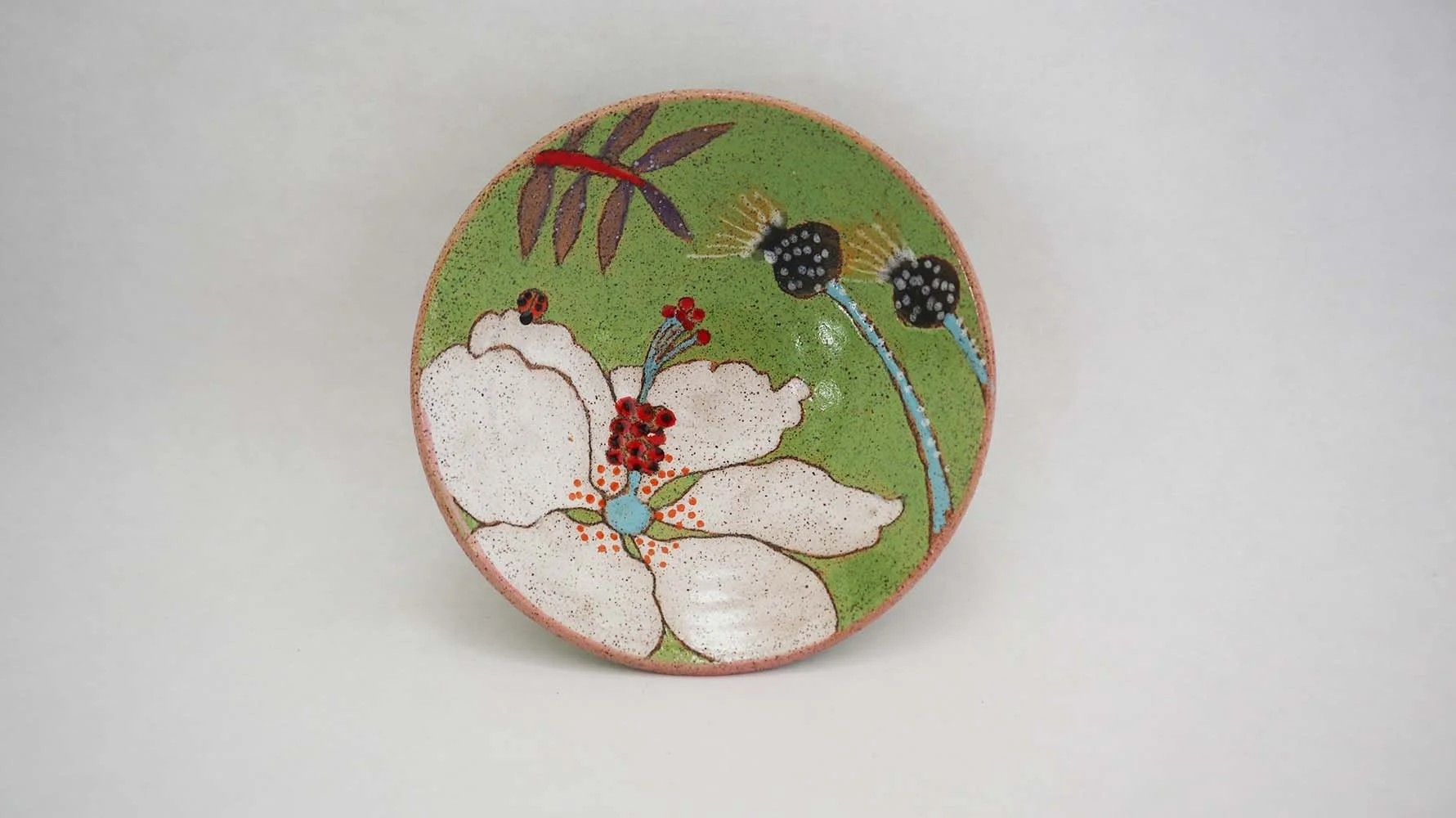 Flowers and Pigment Condiment Bowl (green)