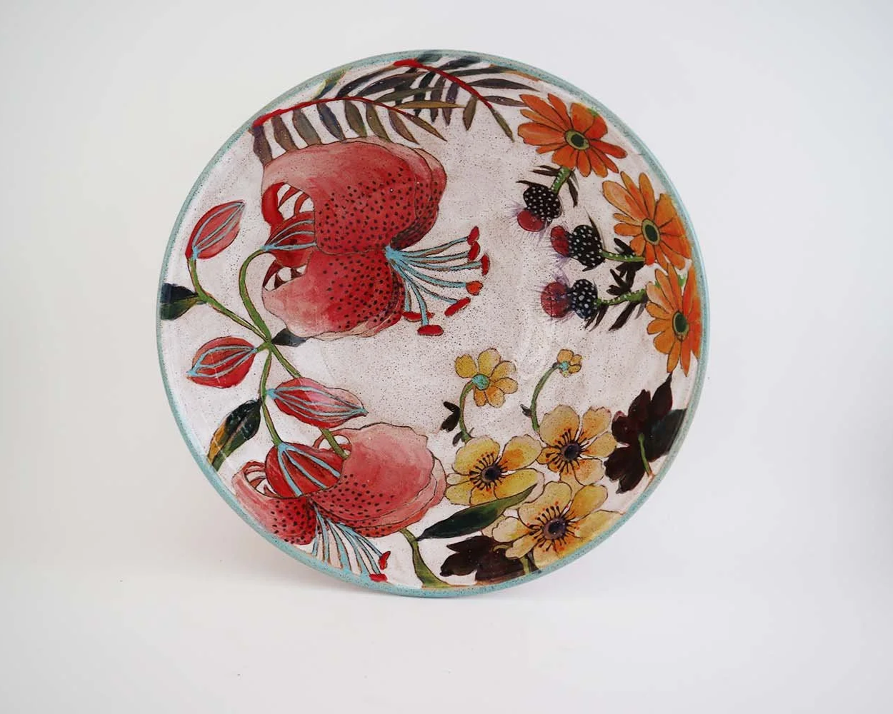 Flowers and Pigment Large Serving Bowl