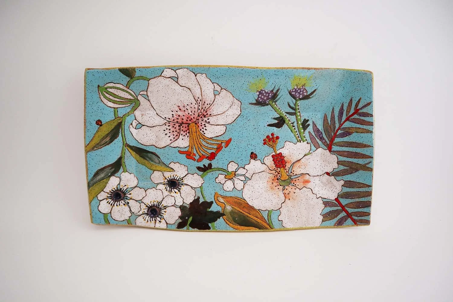 Flower and Pigment Medium Rectangle Tray (tiffany blue)