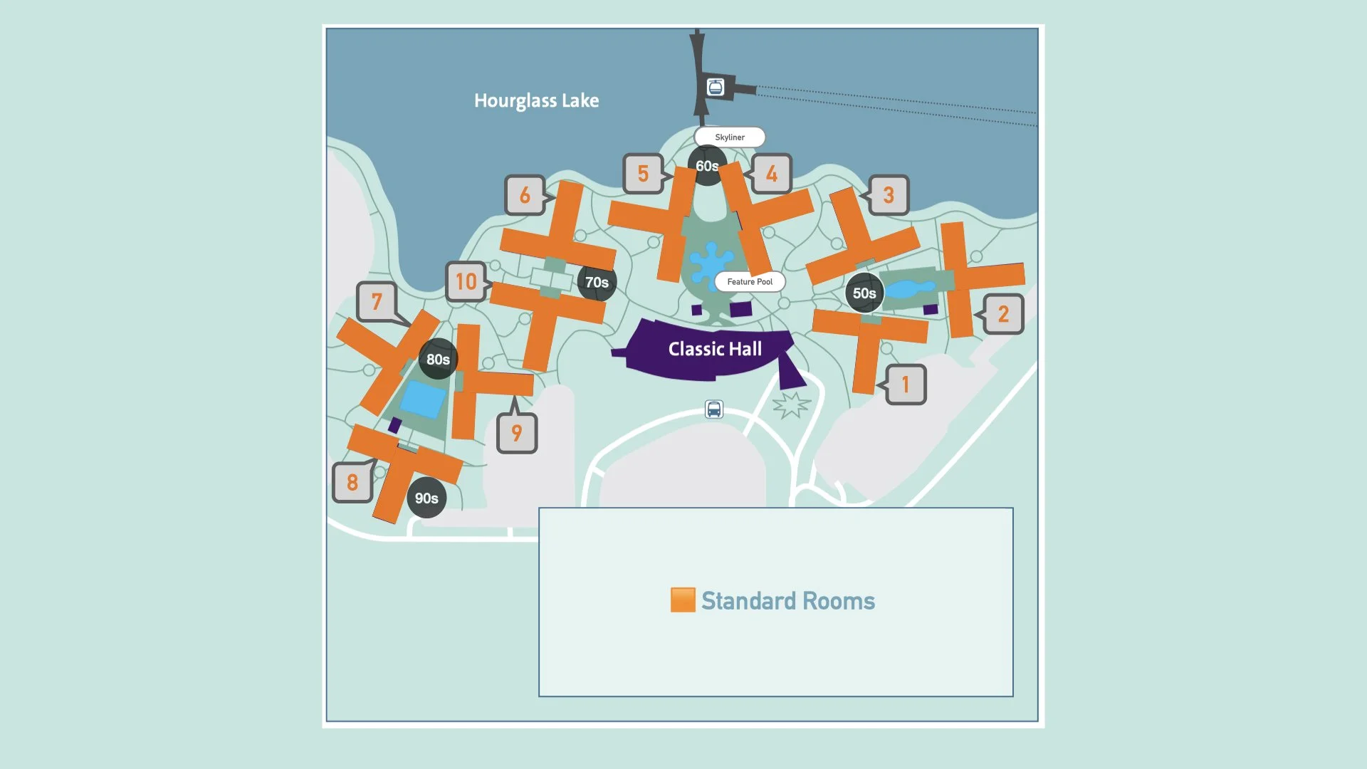 where are the standard rooms at Disney's Pop Century Resort