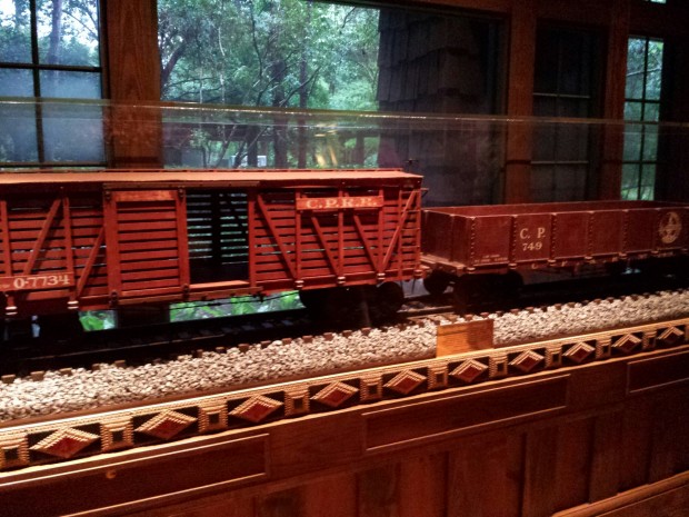Walt Disney trains on display at Disney's Wilderness Lodge Resort