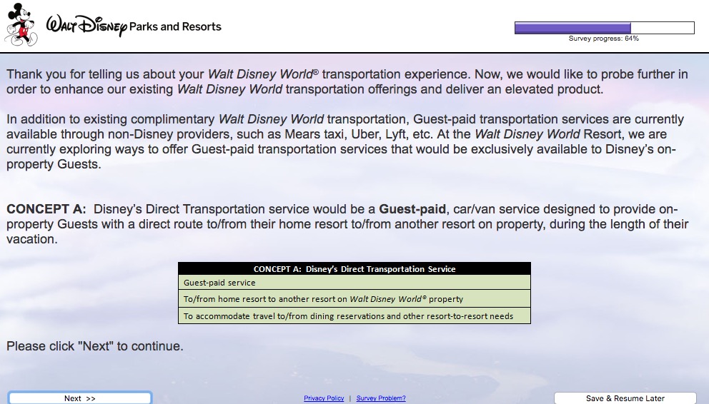 Walt Disney World Transportation Survey