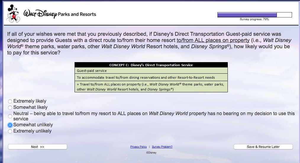 Walt Disney World Transportation Survey