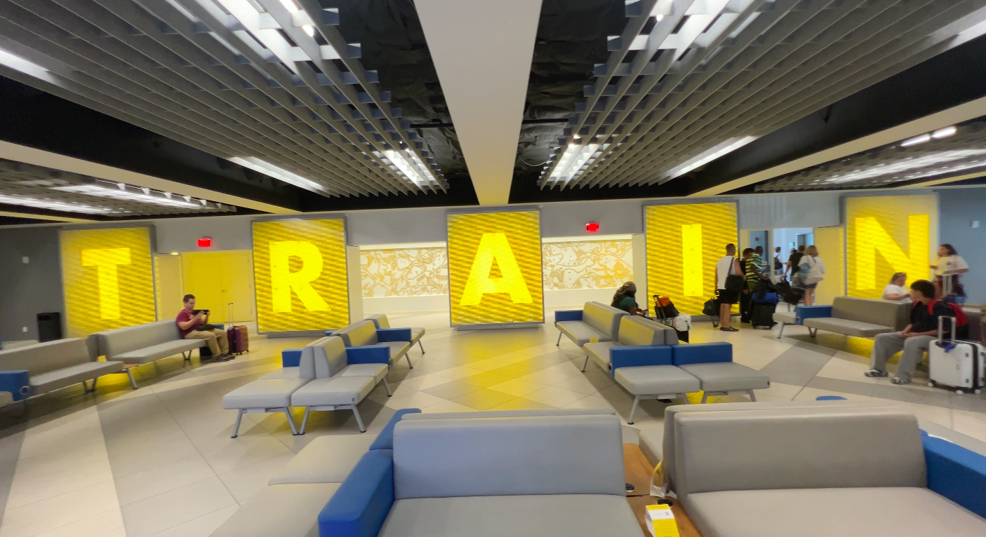 Seating area at the Aventura Brightline Train Station