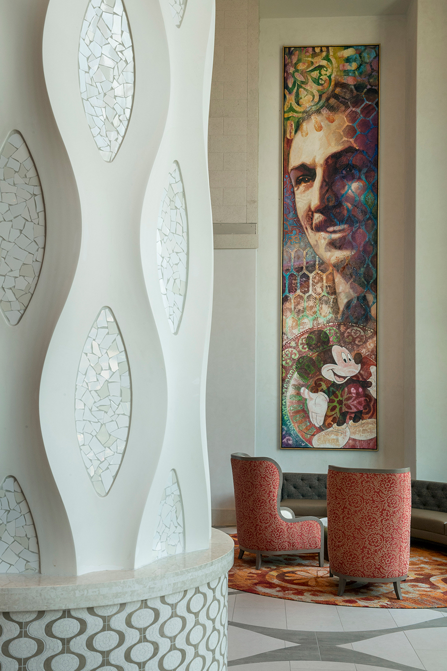 The Resort’s Dahlia Lounge is also filled with color and features whimsical forms and unique lighting.