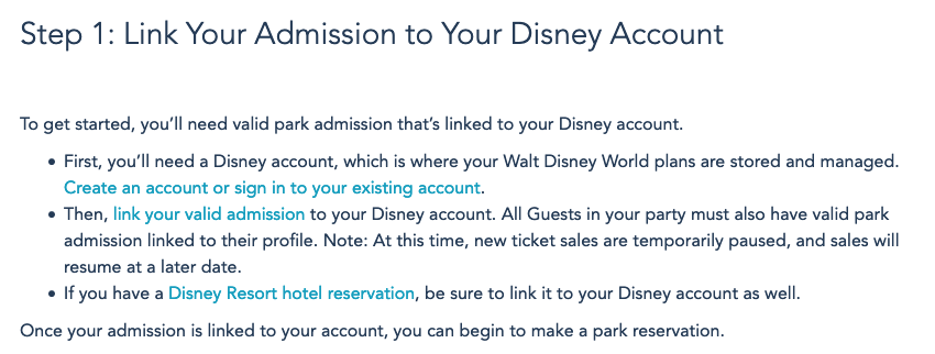 Disney Park Pass System