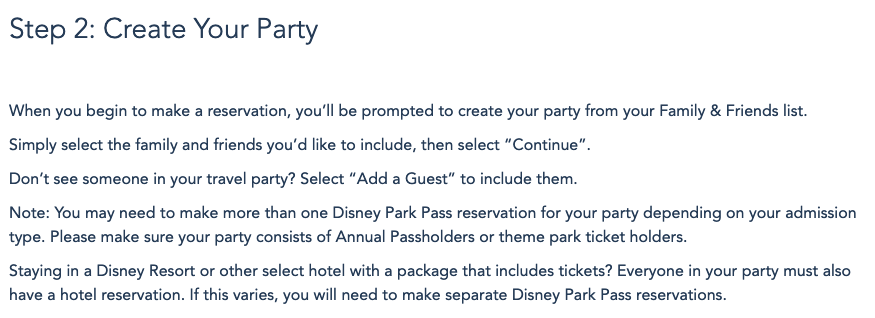 Disney Park Pass System