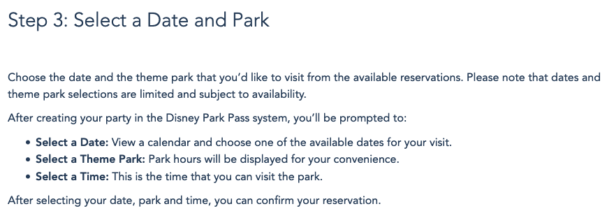Disney Park Pass System