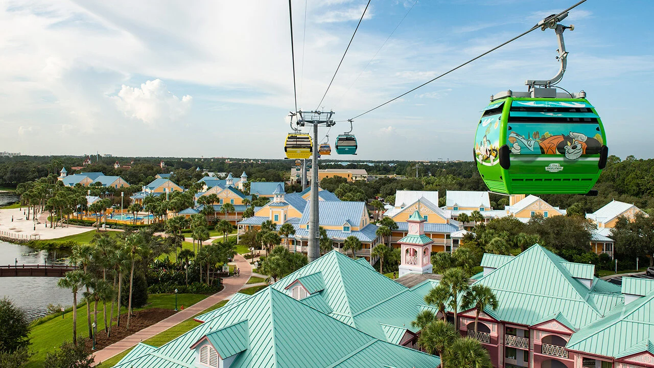 Disney Skyliner over Disney’s Caribbean Beach Resort