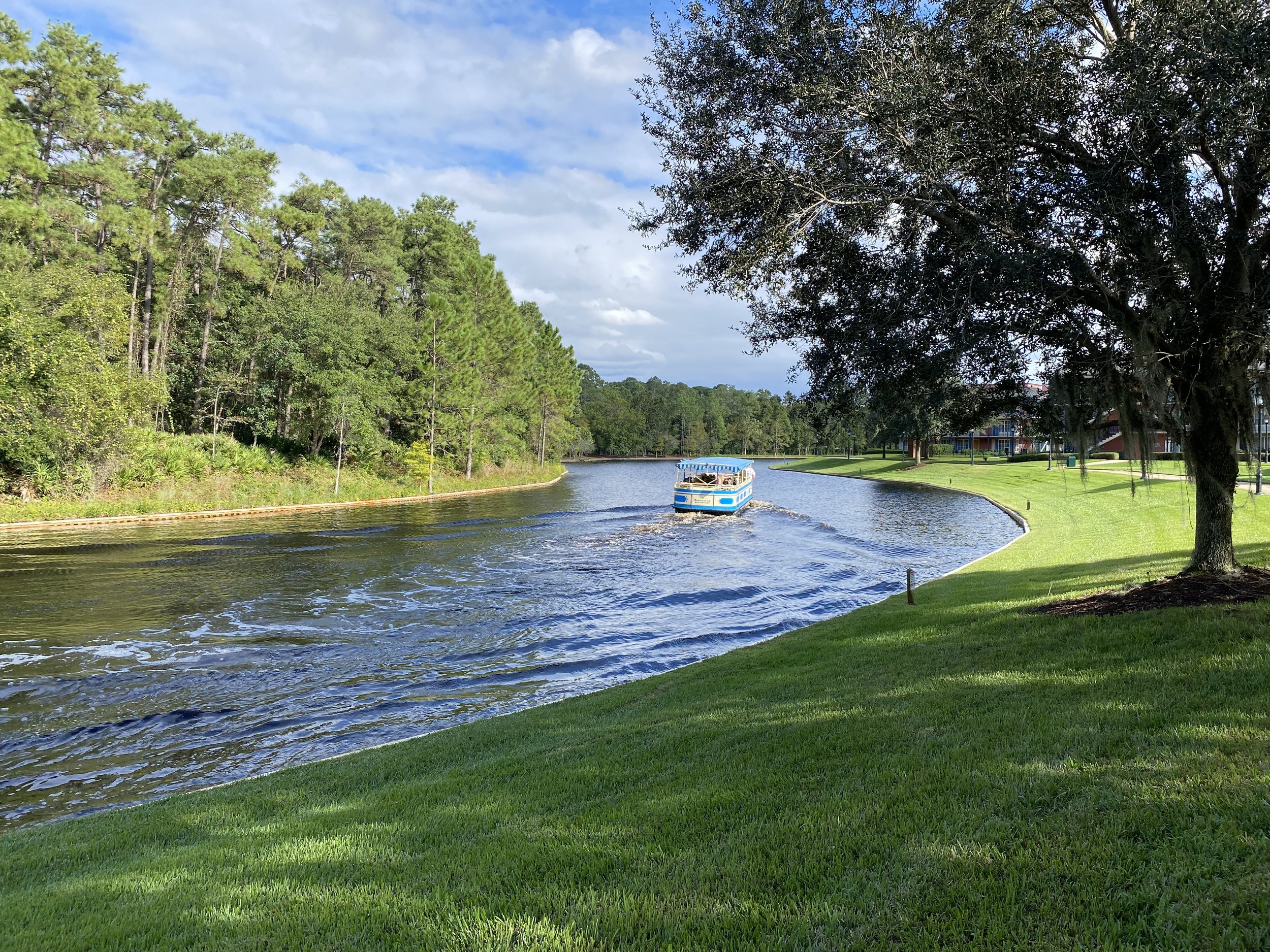  A Port Orleans water taxi is heading to Disney Springs on the Sassagoula River.   It’s a fun take a boat ride even just for something to do. You’ll pass by Disney’s Saratoga Springs Resort, Disney’s Old Key West Resort, and some very unusual Treehou
