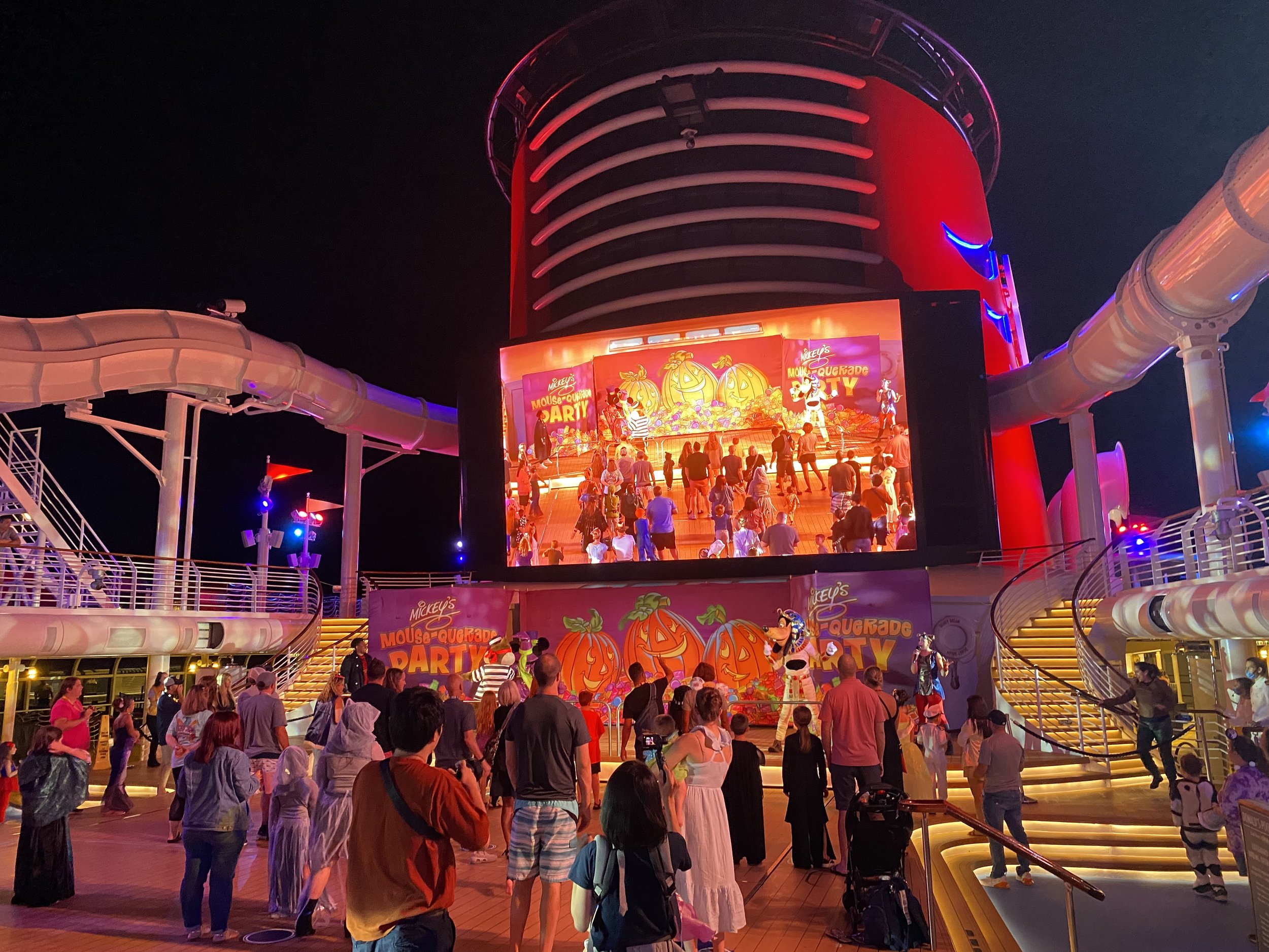  The family-friendly parties at night are not to be missed. This was Halloween on the High Seas party, led my Mickey and pals. Guests of all ages were encouraged to come in costume.  