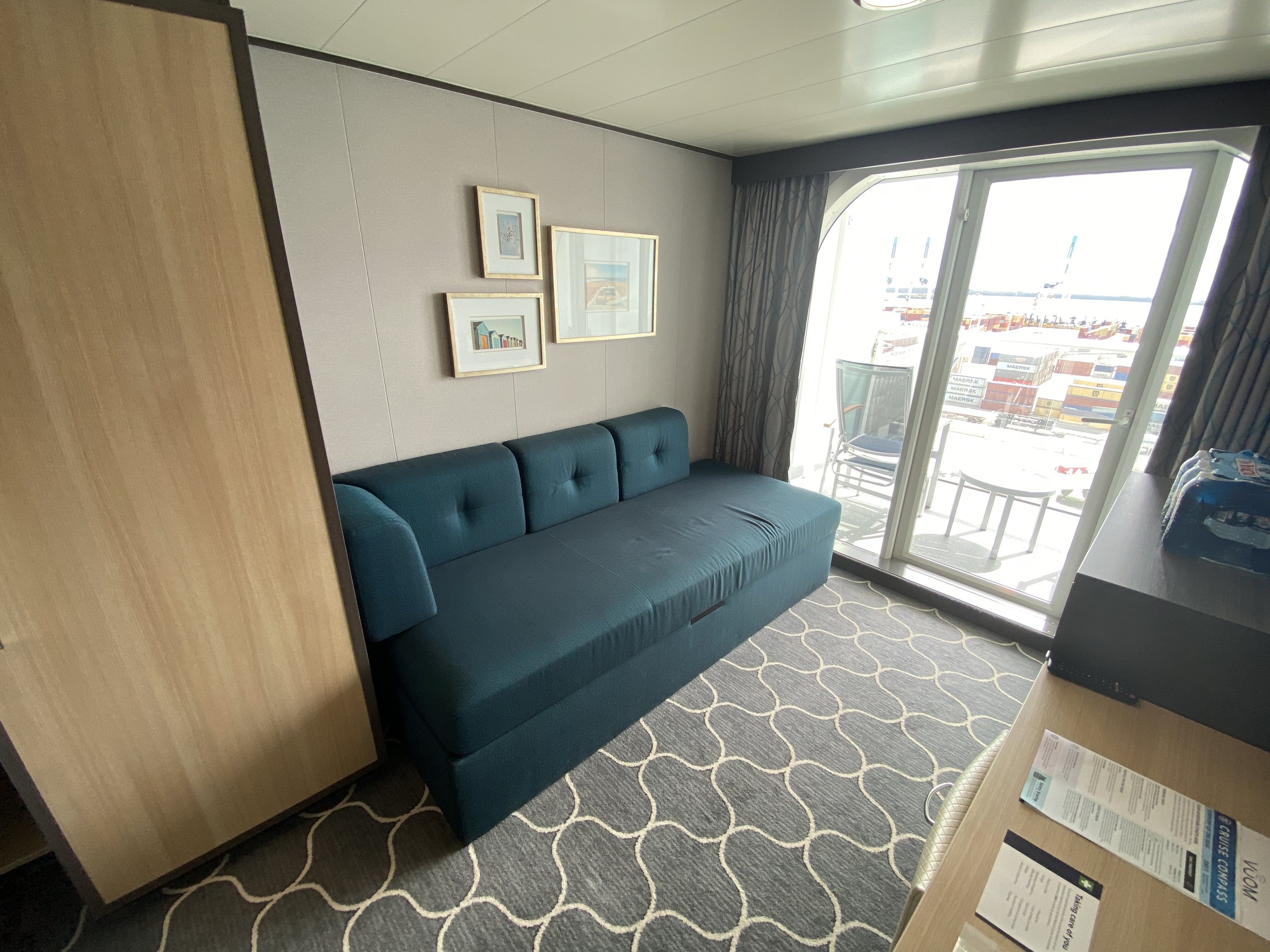  Our stateroom was set up to sleep 3 guests. The sofa converts into a twin size day bed. The stateroom attendant sets it up during turndown service each evening. 