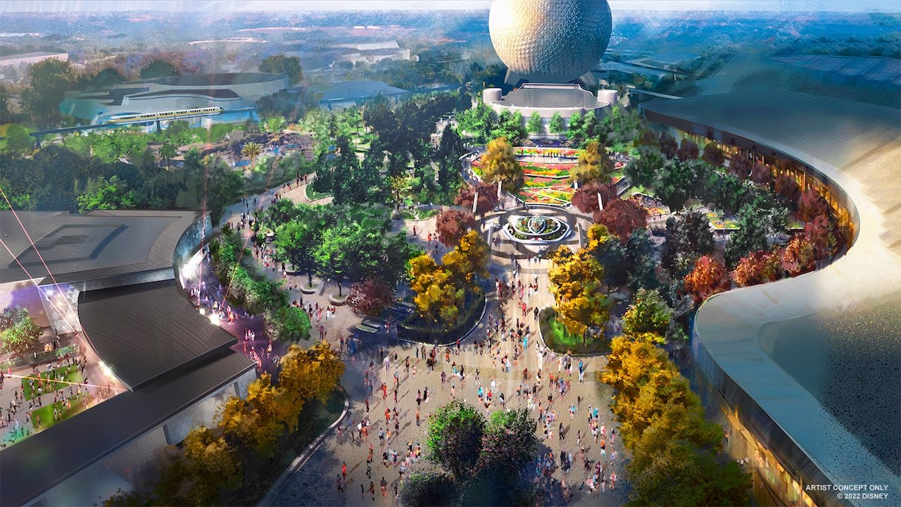  World Celebration will offer a beautiful hub divided into several different gardens, with a central planter based on the five-ring EPCOT logo. Filled with ample seating and shade.     Each of these gardens will have their own identities, and they’ll