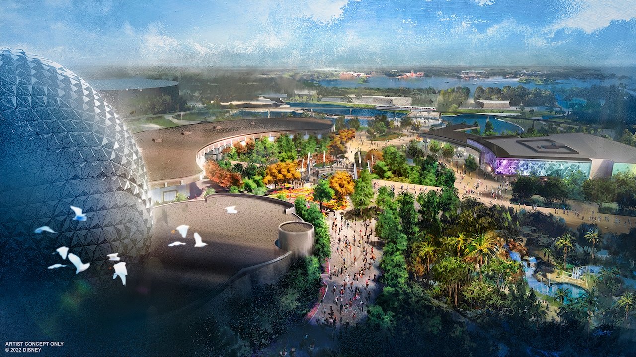  This new facility, which you can see in the upper-right side of this rendering, is inspired by the original EPCOT aesthetic apparent throughout the park’s transformation, including the timeless triangular geometry most prominently featured in Spaces