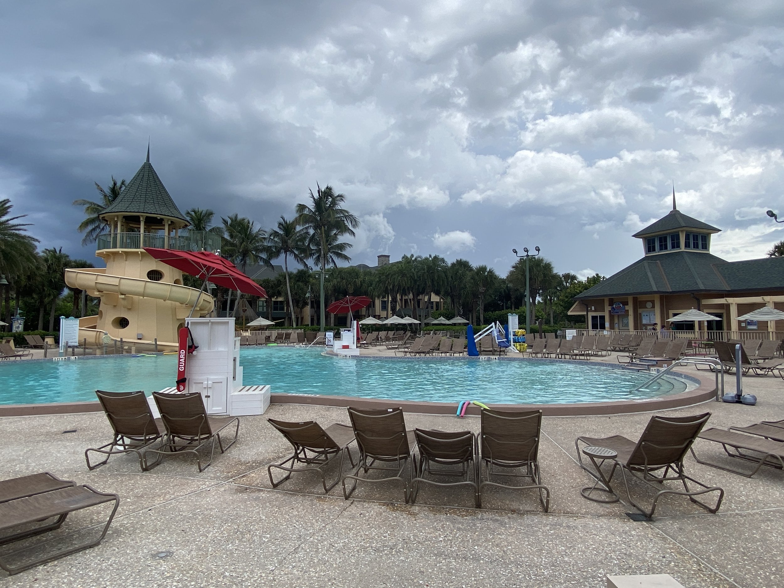  Mickey-shaped pool and Pirate's Plunge water slide. The water is heated in cooler weather and is opened all year.  