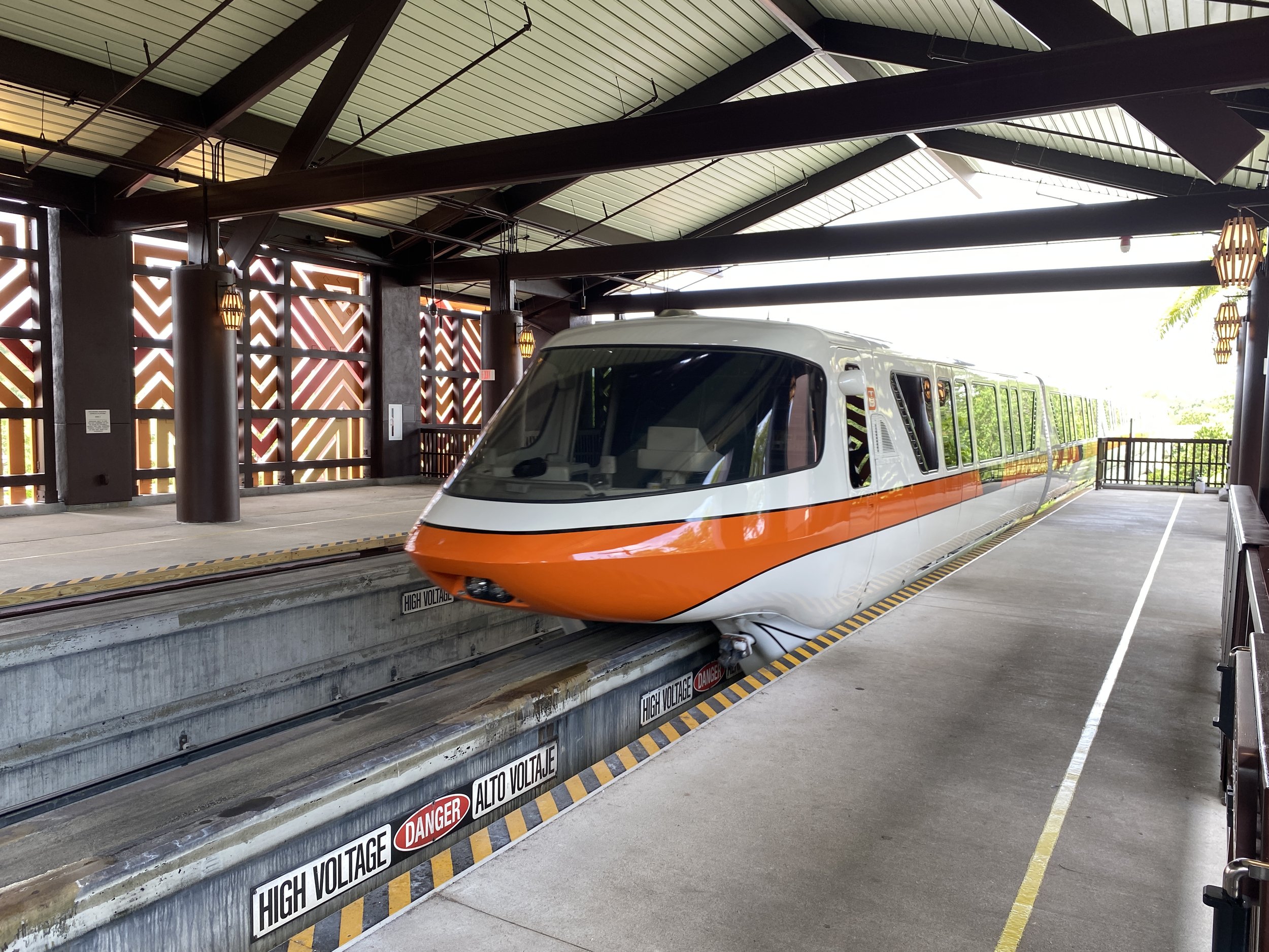   Disney’s Polynesian Village Resort  is located on the monorail line to Magic Kingdom. Monorails arrive every 5 minutes at the Great Ceremonial House.    They usually begin operating 60-90 minute prior to park opening and continue to run 60-90 minut