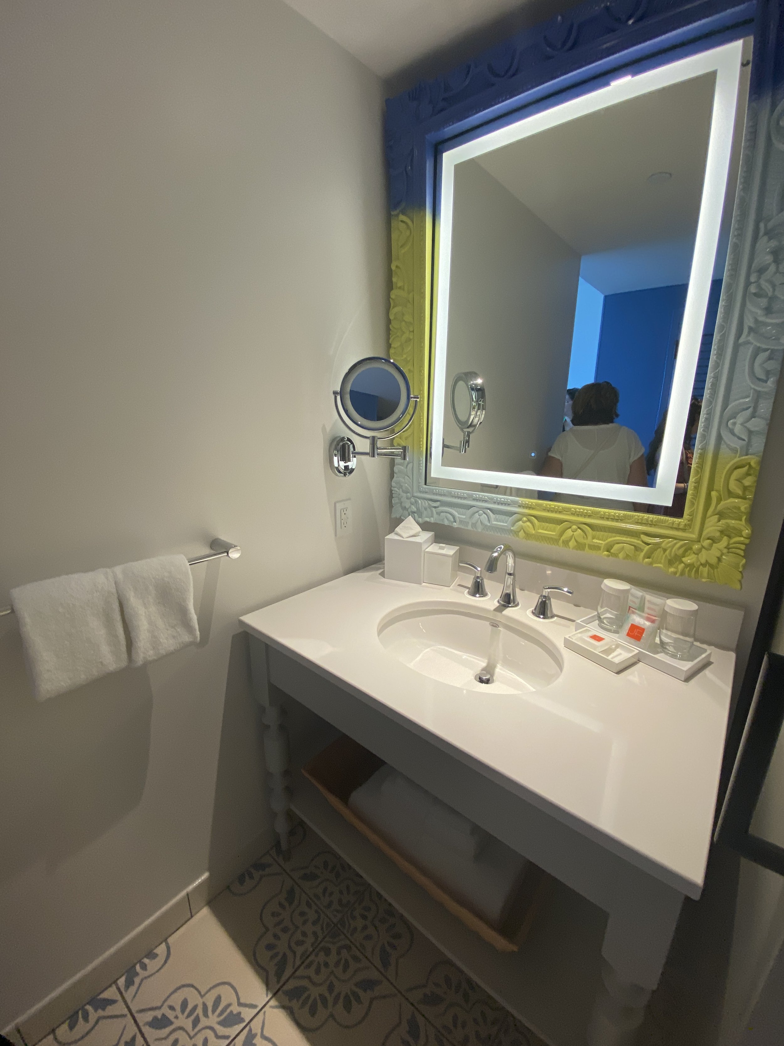  The separate bath and vanity areas allow multiple people to get ready at the same time.  