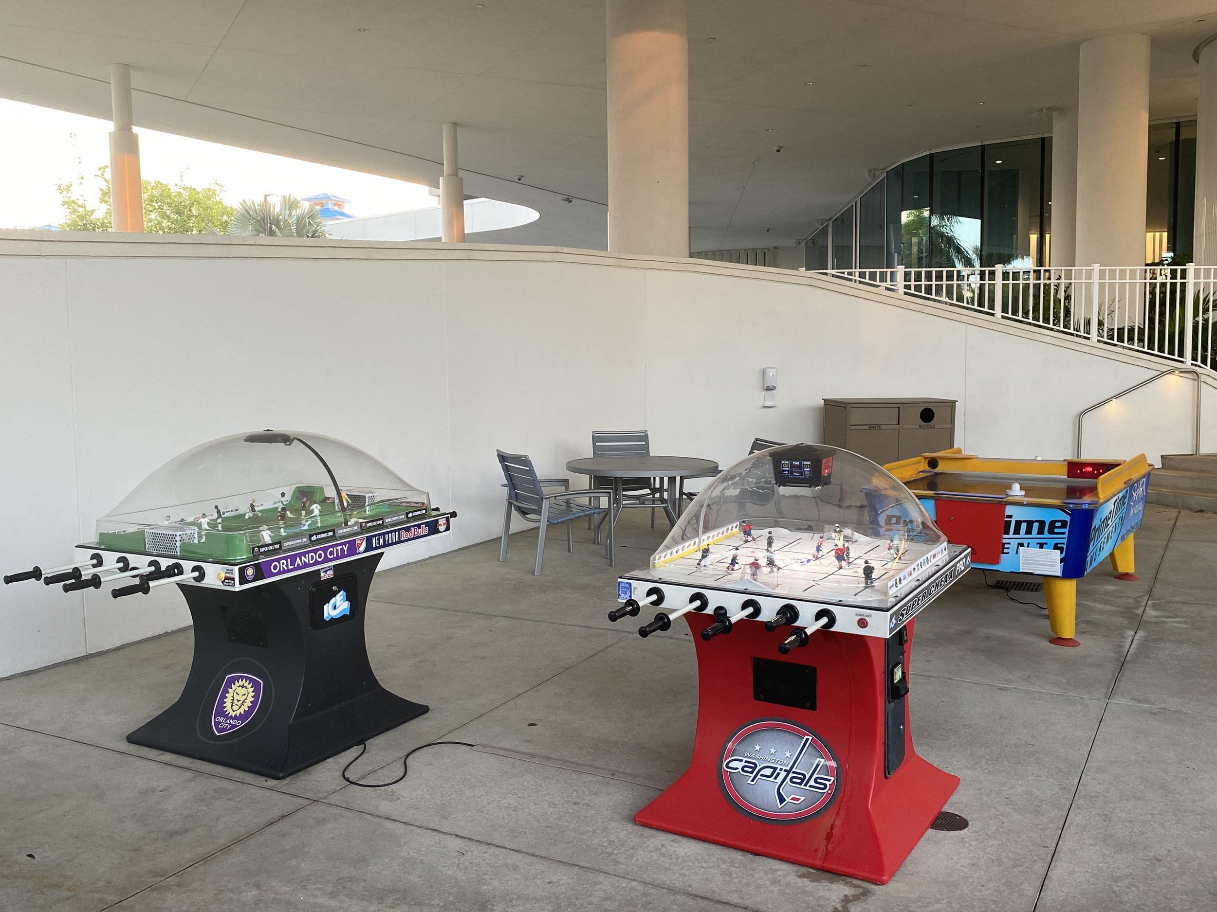  Pool-side table games are available in a shaded, breezeway near the pool bar. 