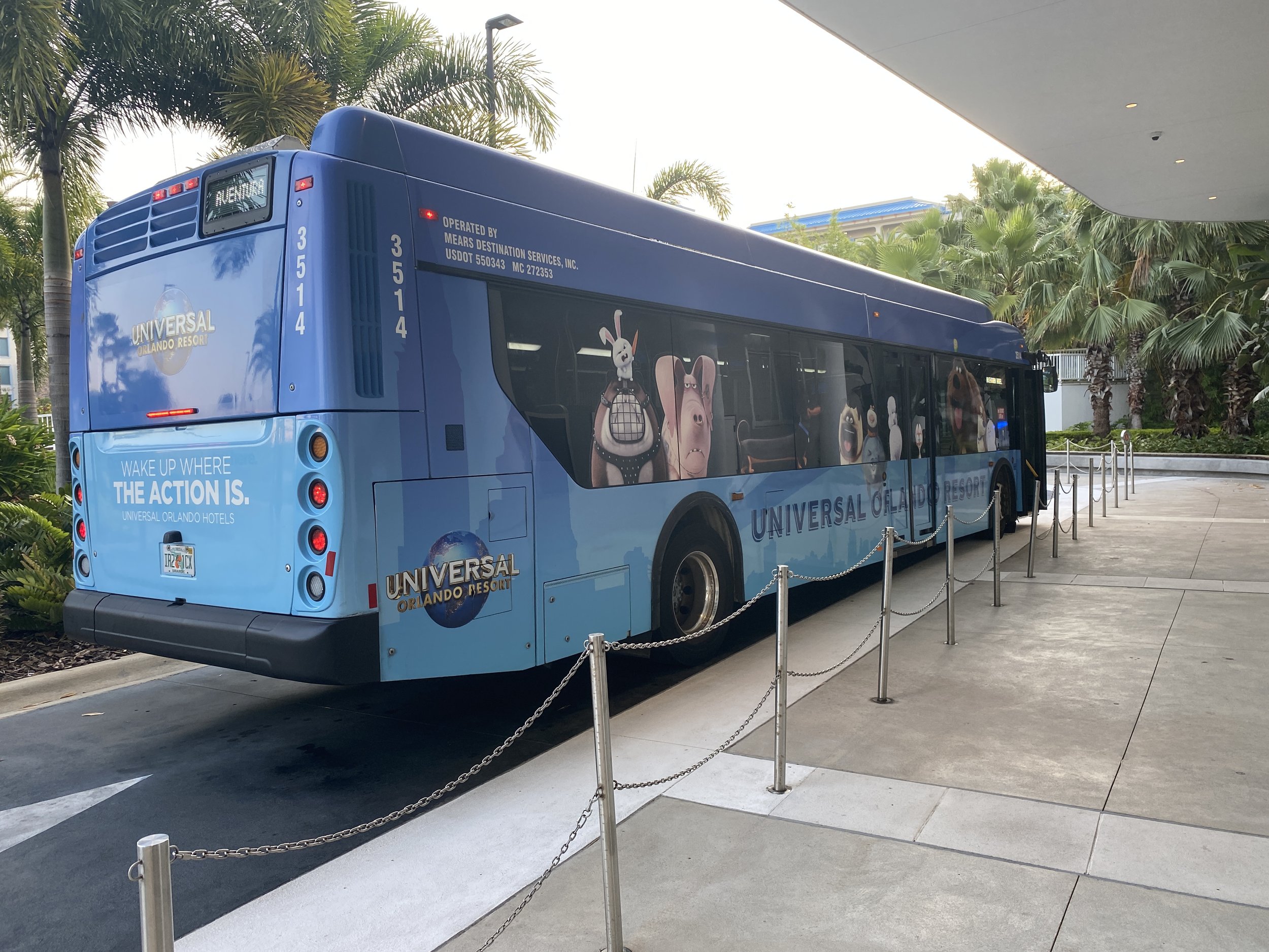  Complimentary bus transportation is provided to Universal’s theme parks. Buses arrive every 15-20 minutes. The bus ride takes  about 5-10 minutes.    On the return trip, buses stop at Universal’s Cabana Bay Beach Resort first.    Aventura is within 