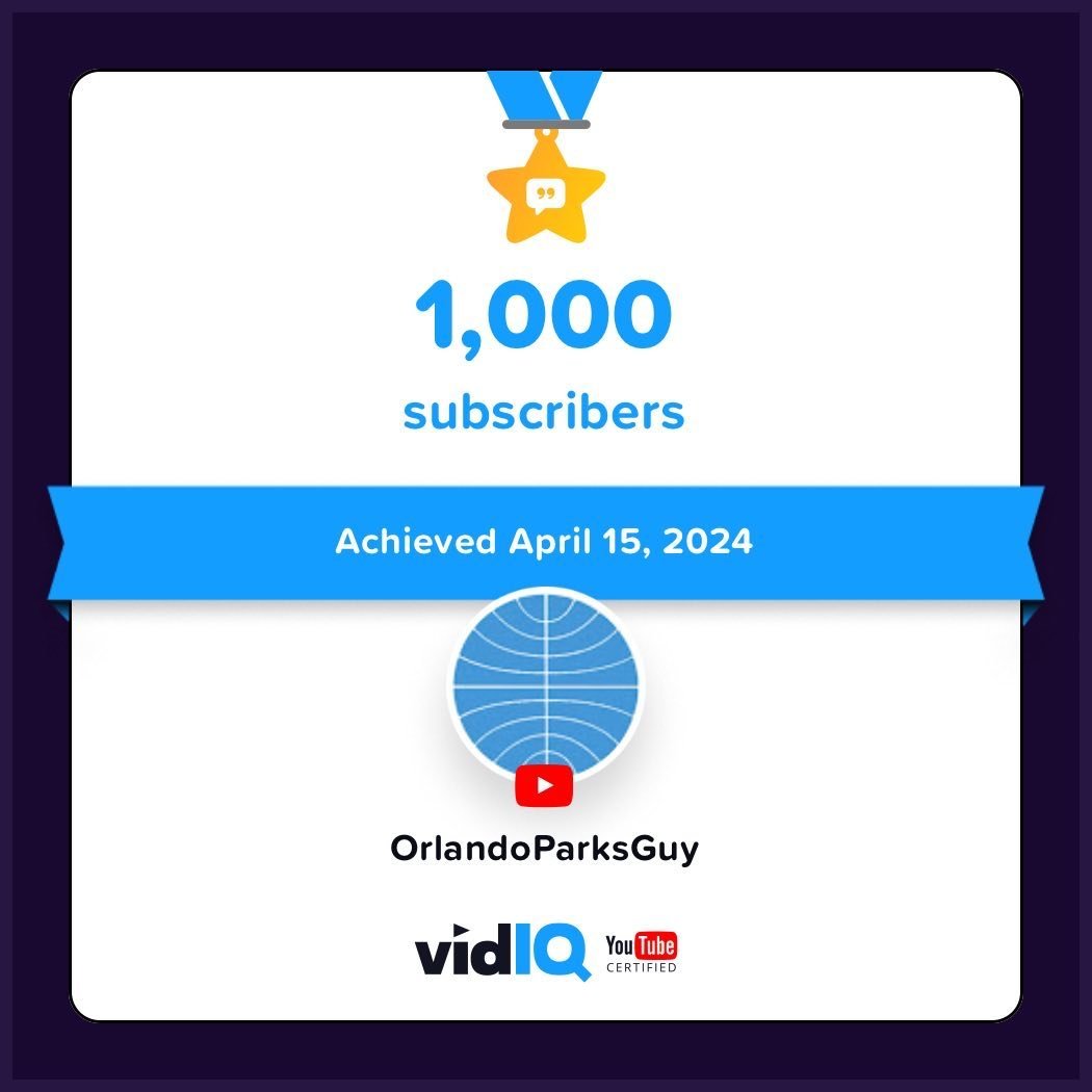 Thank you for making 1,000 possible! . My next video is already in the works. #youtube #disneyworld #royalcaribben #universalirlando