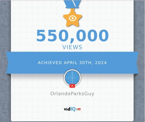 Thank you for helping me reach 550,000 views on YouTube! Amazing! More content coming soon. #vidiq #disneyworld #royalcaribbean #universalorlando #orlandoparksguy