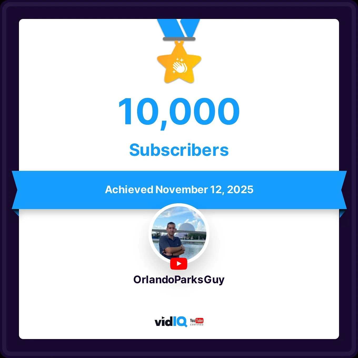 🎬 &ldquo;Thanks for being part of the show.&rdquo;
I just hit 10,000 subscribers, and YouTube sent me this awesome movie clapstick to celebrate!
This journey has been such a fun ride &mdash; from Orlando theme parks to cruise ships and beyond, I cou