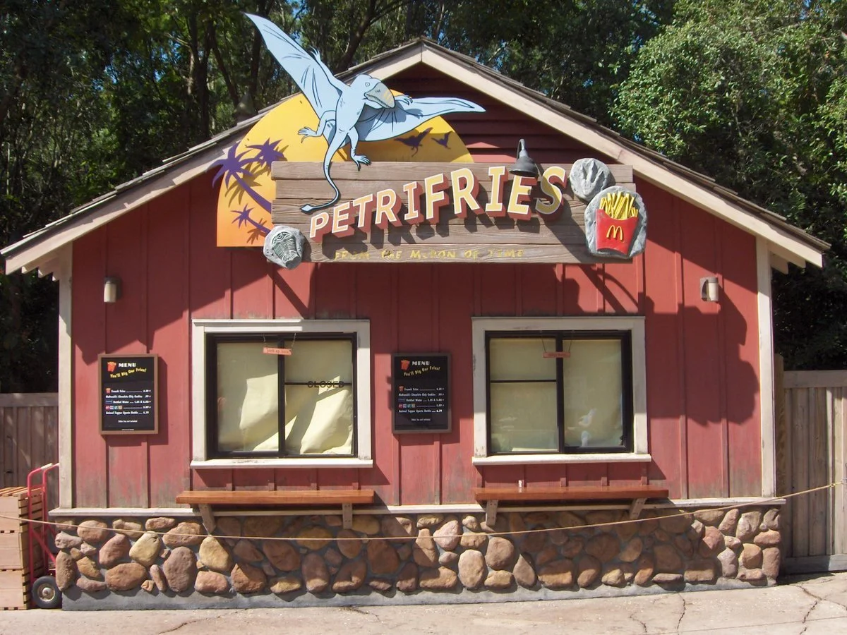 mcdonalds  fry stand called petrifries at disney's animal kingdom - a mcdonalds sponsored building