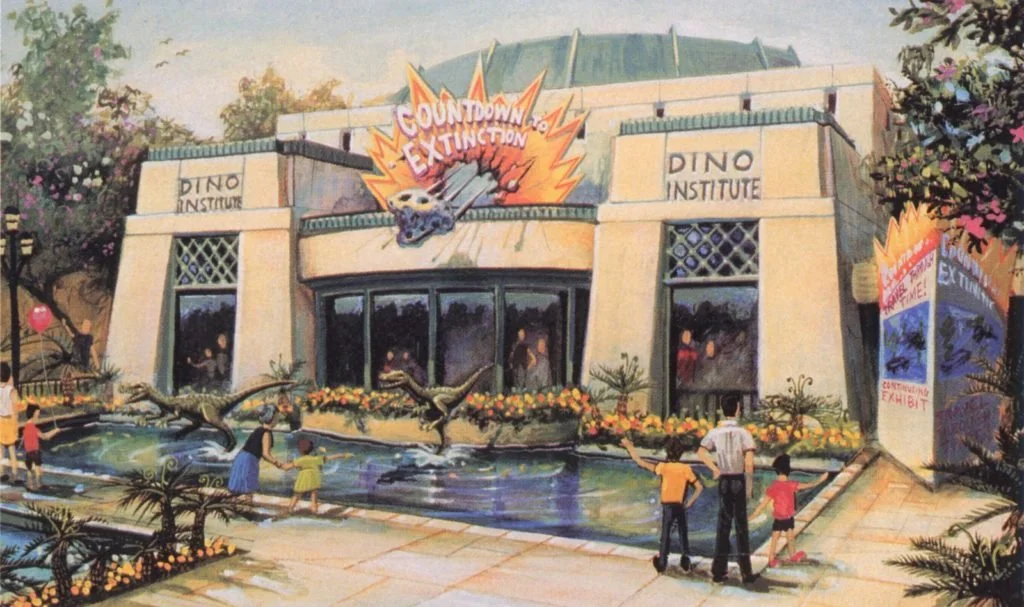 Concept art of countdown to extinction - showing the exterior of the building the marque.