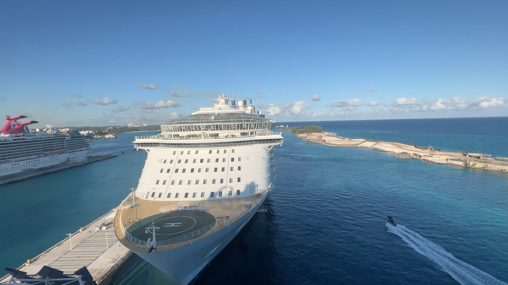 Allure of the Seas in Port in the Bahamas