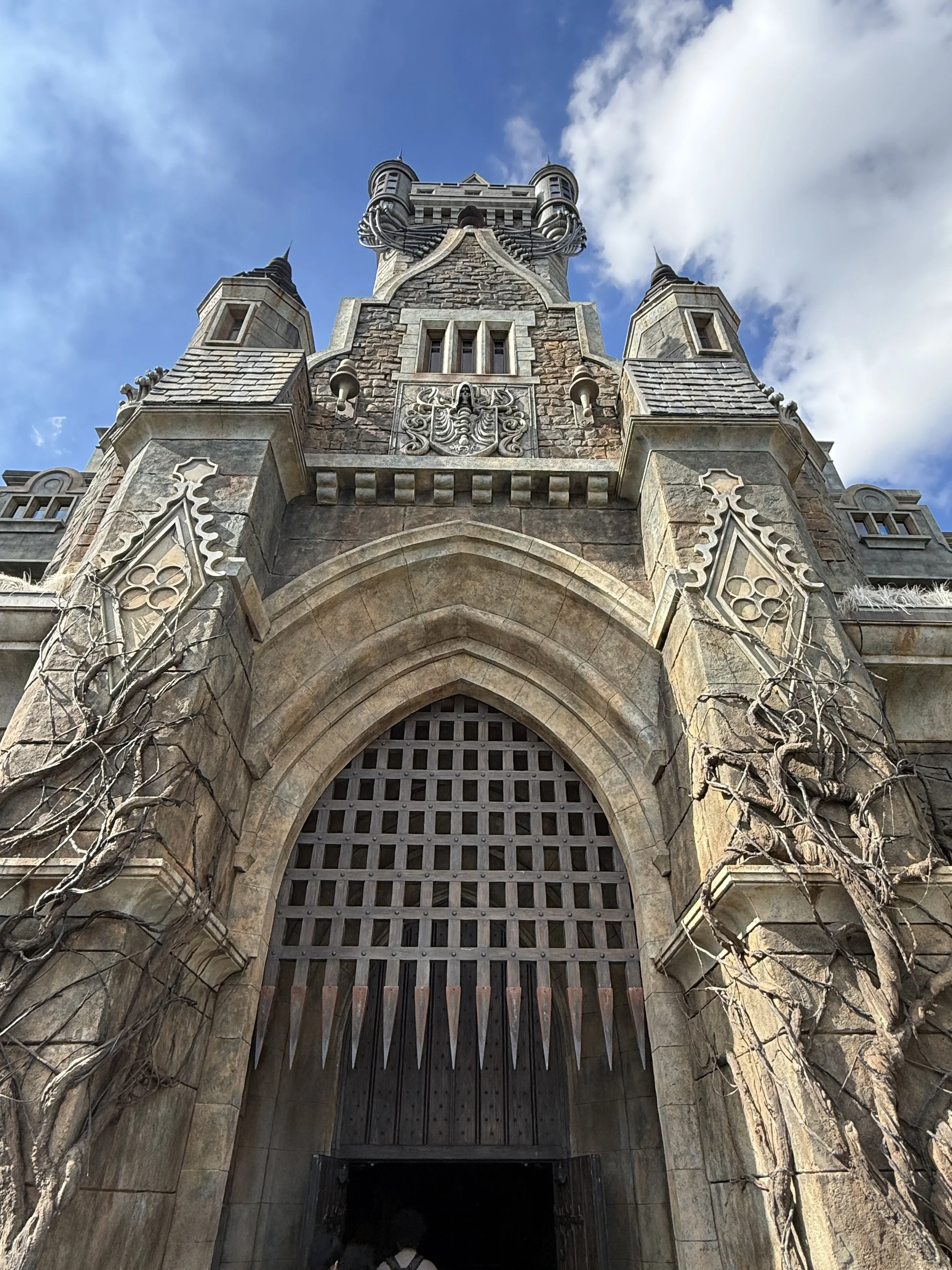 Entrance to monsters unchained at Epic Universe. Franekstein Castle