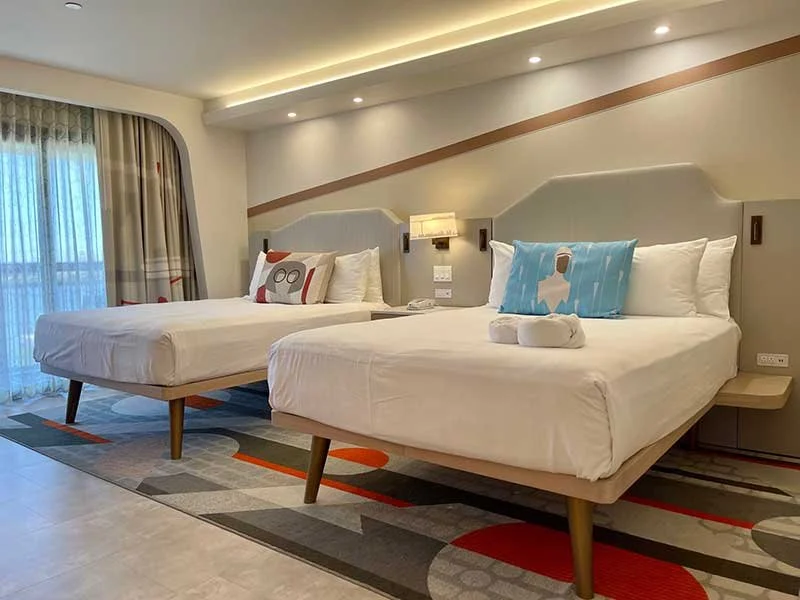 2 queen beds at disney's contemporary resort in a lake view room