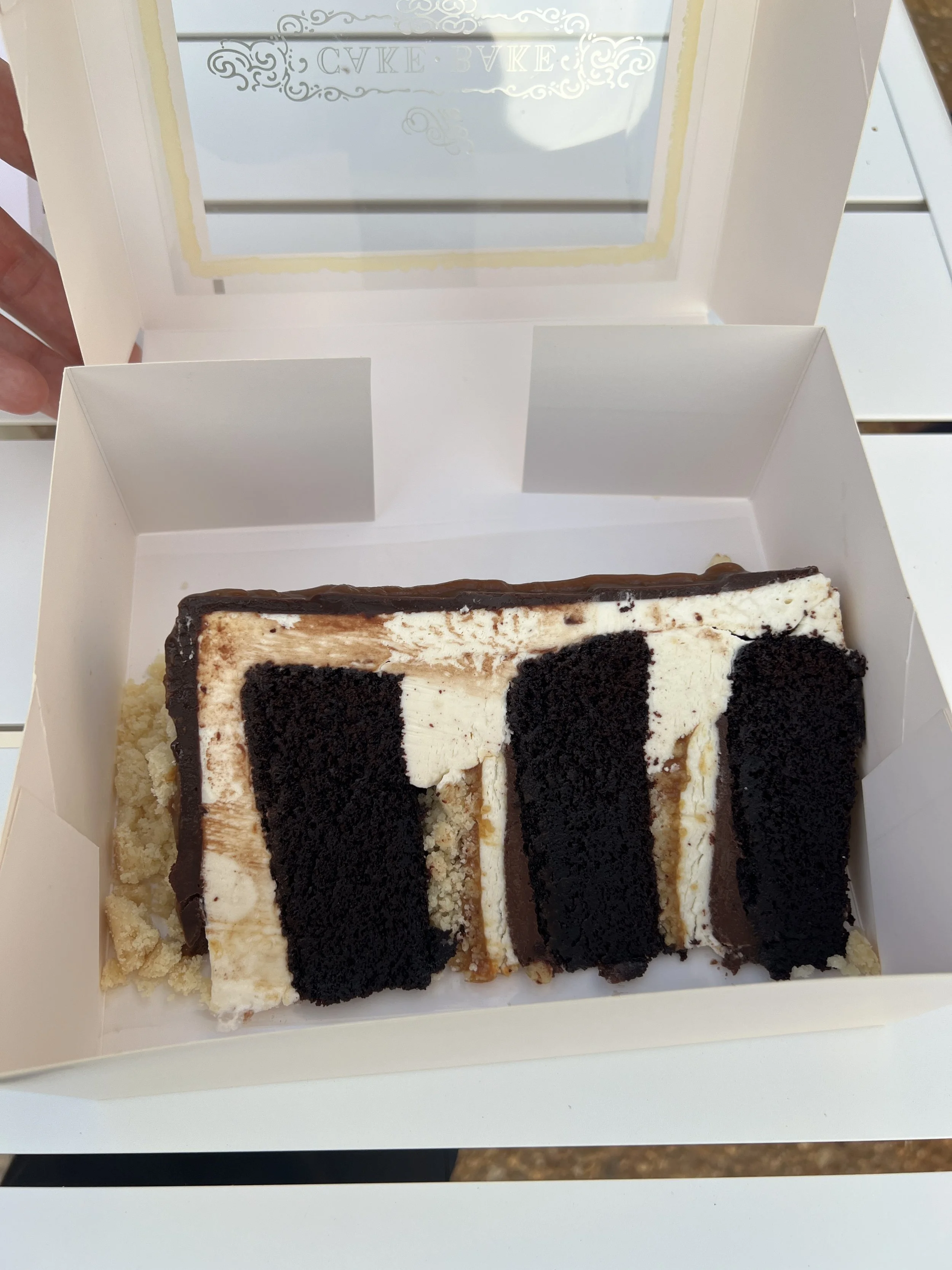 millionaire cake slice from cake bake shop orlando