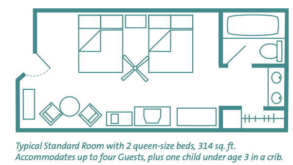 Layout | Floor Plan of a room at Disney's Coronado Springs Resort