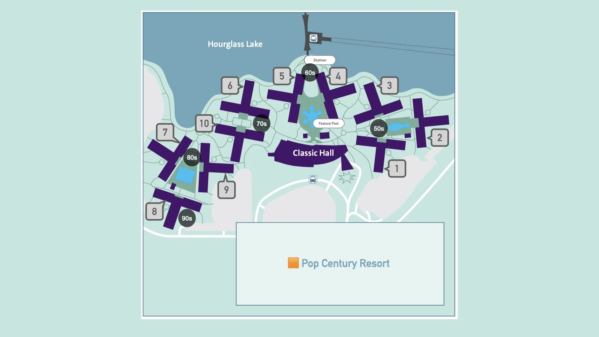 Map of Disney's Pop Century Resort Rooms