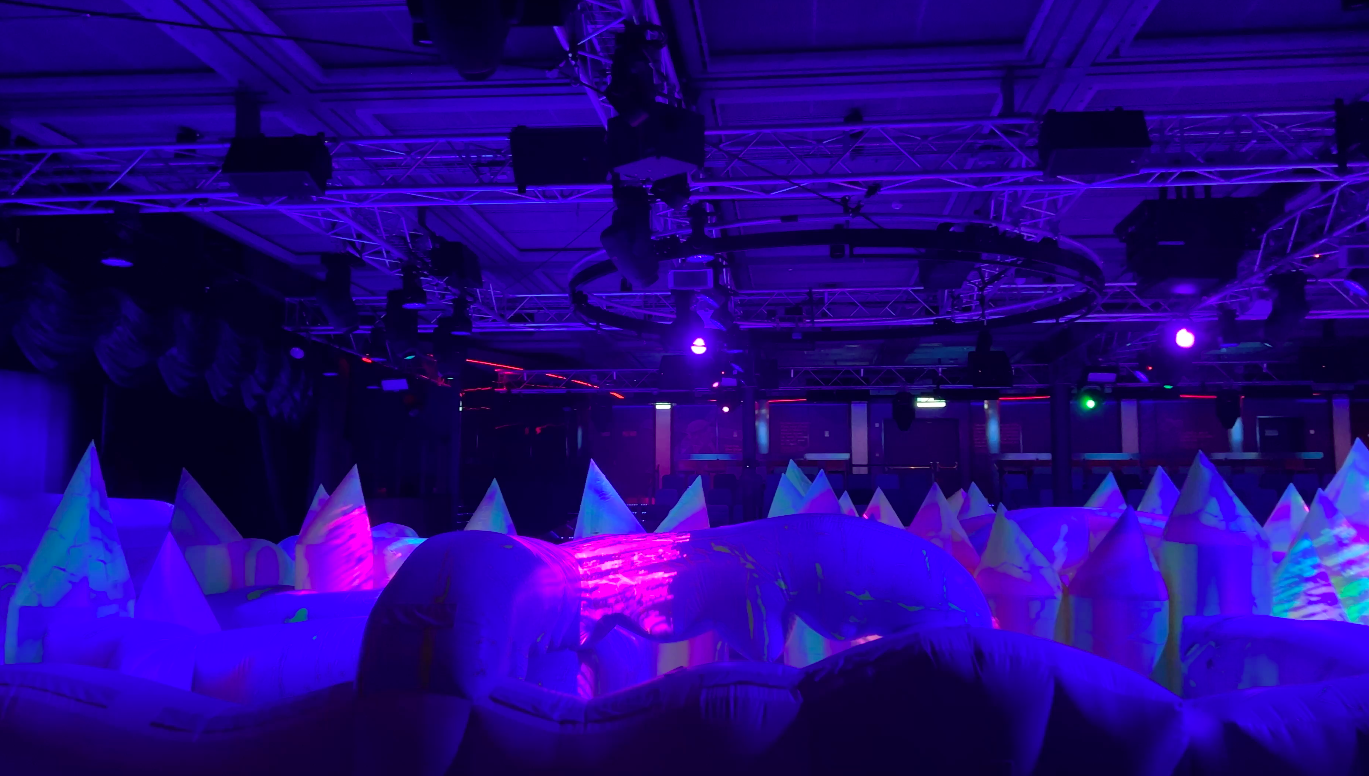 The Laser Tag arena on Wonder of the Seas - a massive inflatable fortress.