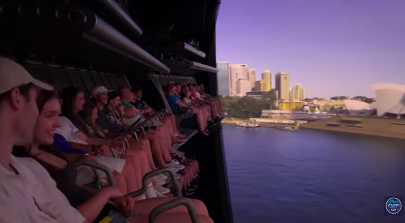 people enjoying the ride soarin' at Epcot